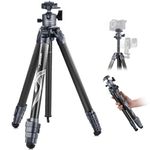 NEEWER LITETRIP LT34 62" Travel Tripod Carbon Fiber with Removable 360° Panorama Head, Center Axis, Fast Flip Buckle, Arca QR Plate Compatible with Peak Design Capture V3, Max Load 22lb/10kg