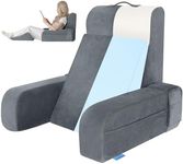Kayfia Reading Pillow, 10 in 1 Back Pillow for Sitting up with Detachable Arms Rest, Bed Rest Pillows with Gel Memory Foam, Backrest Pillow for Reading/Gaming/Working in Bed or Couch 19", Gray