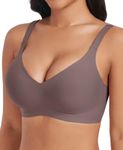 JURDUIR Seamless Bras for Women Wireless No Underwire Comfort Push Up Bra Adjustable Plunge V Neck Bralettes with Bra Extender(Grey,XL)