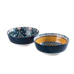 HENXFEN LEAD Set of 2, Porcelain Salad Bowls, 1440ml Serving Bowls, Large Bowls for Pasta, Salad, Soup, Oatmeal etc. Colourful - Bohemian Style