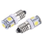 sourcing map E10 Screw Base LED Bulbs 5-5050 DC 24V 1W Mini Lights Interior Lamps, White Pack of 10