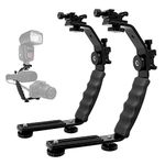 LimoStudio [2-Set] Camera Bracket Mount Heavy Duty Photography Video L-Bracket with Standard Flash Shoe Mounts, AGG3269