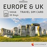 Europe UK Travel SIM Card (100 GB, 