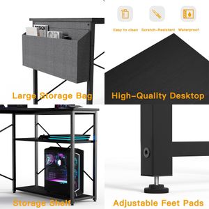 BEXEVUE L-Shaped Gaming Desk – Black Corner Computer Table