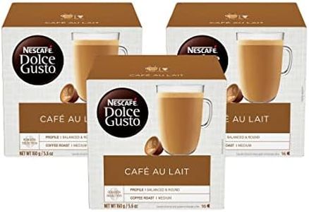 Dolce Gusto Nescafe Coffee Pods, Cafe Au Lait, 16 Count, Pack of 3