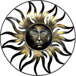 Bellaa Sun Metal Wall Sculpture Figurine Statue Indoor Indoor Living Room Outdoor Garden Patio Farmhouse Home Decor Hanging Art Large Retro Rustic