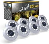 Torchtree 2023 Upgraded Solar Lights Outdoor Garden, Solar Ground Lights, Disk Lights Decking Lights Solar Powered for Lawn Pathway Yard Landscape Walkway（8 Pack Bright White