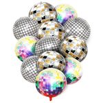 Disco Ball Balloons, Kaluofan 12PCS Disco Balloons, 22 Inches Helium 4D Colorful Disco Ball Party Balloon, Shiny and Unique, Used for Birthdays, Bachelor Parties, 70s 80s 90s Disco Party Decorations