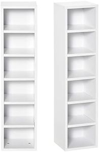 HOMCOM - Juego de 2 estanterías columnas armario de almacenamiento CD-DVD 6 + 6 compartimentos dim. 21 x 19 x 88 cm. Capacidad máx. 160 CD blanco
