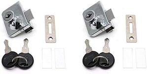 Auto-plaza 2Pcs Glass Cabinet Lock for IKEA with 2 Keys Single Swing Showcase Door Chrome Plated, Silver