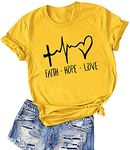 ALAPUSA Jesus Shirt Faith Hope Love Women's Graphic T Shirt Yellow M