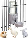 Rabbit Water Bottle 17 OZ Bunny Hanging Water Fountain Automatic Guinea Pig Water Dispenser No Leak Drinking Feeder for Bunny Chinchilla Hamsters Cat Dog Small Animals(Grey)