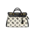 GUESS Women's Sestri Luxury Satchel, Top Handle, Natural/Black Logo, One Size