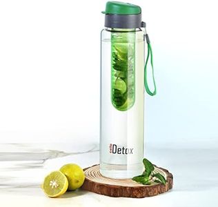 CELLO Detox Fruit & Tea Infuser Glass Water Bottle| Wide Cap Sealed With Flip Top | Leak Proof & Durable | Ideal for Gym, Office, Travel | 750ml, Green