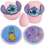 Disney Stitch Beauty Accessories Set with Beauty Sponge, Reusable Makeup Remover Pads & Travel Hairbrush - Stitch Gifts