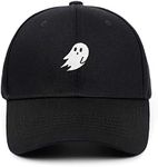 yunxi Ghost Embroidered Caps Halloween Men Women Baseball Cap Pure Color Snapback Hat (Black)