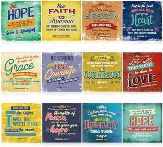 Bright Creations 12 Pack Christian Motivational Bible Verse Posters - 12x12 Religious Inspirational Scripture Wall Art for Classroom School Church Decoration