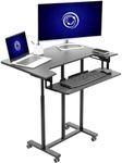 VIVO Mobile Height Adjustable Table, Stand Up Desk Cart with Sliding Keyboard Tray, Computer Workstation, Rolling Presentation Cart, Black, CART-V06A