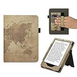 kwmobile Case Compatible with Amazon Kindle Paperwhite 11 Generation 2021 Case - Cover for Kindle Paperwhite Case w/Stand Strap Travel Vintage Brown/Light Brown