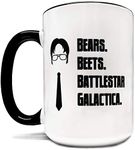 Mean Muggin Bears. Beets. Battlestar. Galactica. 15oz Grade A Quality Two Tone Ceramic Mug/Cup - Inspired By The Tv Show The Office - Foam Box Protection (Perfect Funny Gift)