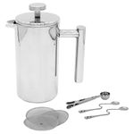 French Press Cafetiere 1000ml 8 Cup | Stainless Steel Coffee Press Maker | Filters Measuring Spoons Bag Clip | Double Walled Insulation | 7pc Cafetière Gift Set | M&W