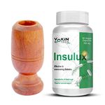 Vokin Biotech Herbal Insulux For Endocrine Health & Diabetes Control 750mg (90 Capsules) & Vijaysar Glass Natural Herbal Tumbler