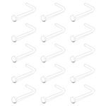 Briana Williams 20G Clear Nose Studs Flat Top Retainer Bioflex L Shape Bone Screw Nose Piercing Jewelry