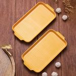 TIED RIBBONS Set of 2 Ceramic Platters Tray for Serving Snacks, Kebabs, Rice, Tikkas, Starters, Nashta, Buffet Appetizer - Oven Microwave Dishwasher Safe Serving Baking Grill Dishes (Set of 2)