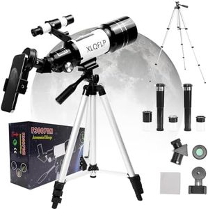 XLQFLP Telescope for Kids & Adults, 70mm Aperture 300mm Telescopes for Astronomy Beginners, 15X-150X Magnification Portable Refractor Telescope with Adjustable Tripod, Phone Adapter, White