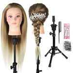 Neverland Beauty Hairdressing Head with Tripod 26" Hair Training Head Hairdressing Practice Mannequin Manikin Doll Gradient Axe Makeup with Tripod + Hair Styling Braid Accessoires Set