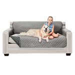 Sofa Shield Patented Couch Cover, Reversible Tear and Stain Resistant Sofa Slipcover, Quilted Microfiber 158 cm 3 Seat Durable Furniture Protector with Strap, Washable Covers for Dog Lt Gray Charcoal