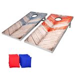 GoSports Rustic Red & Blue Design Cornhole Game Set, Regulation Size