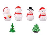 BHOOLU&GOOLU Cute Snowman & Tree Resin Craft Fairy Garden Ornaments Figurines for Christmas Decoration - 6 pcs Set