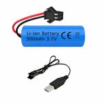 Amitasha 3.7V 500mAh Rechargeable Li-ion Battery with SM-2P Cable for RC Cars, Toy Vehicles & Electronic Toys - Pack of 1