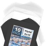 MBC MAT BOARD CENTER, Pack of 10-11x14 Pre-Cut 8x10 - Black Mats - for Pictures, Photos, Framing - Kit Includes: 10 White Backboards and 10 Clear Bags - Acid Free, 4-ply Thickness, White Core