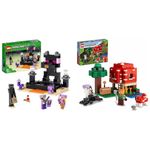 LEGO 21242 Minecraft The End Arena, Player-vs-Player Battle Playset, with Lava, Ender Dragon and Enderman Figures & 21179 Minecraft The Mushroom House Set, Building Toy for Kids Age 8 plus