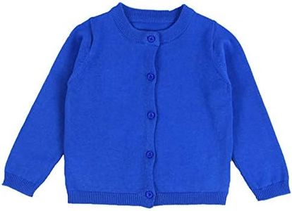 GSVIBK Girls Cardigan Long Sleeve Crewneck Cardigans Solid Knit Button Sweater Cardigan Baby Girl 5-6Y Royal 6112