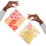 Papaya Reusable Paper Towels 4-Pack - 4 Sheets + 2 Hooks, 1 Sheet Replaces 17 Rolls, Quick Drying, No Odor, Washable Kitchen Cloth, Sustainable Dish Sponge, Eco Friendly Gift (Birds & Bees)