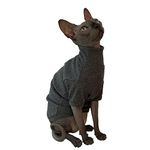 Sphynx Cats Shirt Cat Turtleneck Cotton Sweater Pullover Kitten T-Shirts with Sleeves Cat Pajamas Jumpsuit for Sphynx Cornish Rex, Devon Rex, Peterbald (XX-Large (Pack of 1), Deep Grey)