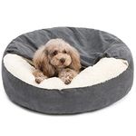 Pelzin Cozy Cave Dog Bed for Medium Dogs Up to 45lbs - Washable Burrow Puppy Beds with Blanket Attached - Covered Dog Cave Bed with Anti-Slip Bottom - Charcoal Gray, 30"