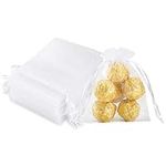 100 Pack Organza Bags, 10X15CM White Small Gift Bags Wedding Party Favor Bags with Drawstring, Premium Jewellery Pouches Medium ENNIYU