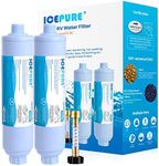 ICEPURE RV Water Filter System for Garden, RV, Pool, Camper, Marine, Boat Hose for Drinking, Car Washing, Gardening, Planting, Spa, Reduces Chlorine, Odors, with 1 Flexible Hose Protector, 2PACK