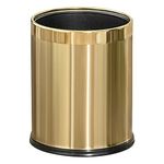 LEASYLIFE 2.6Gallon/10L，Open top Trash can，Wastebasket，Small Garbage can，grabage bin for Hotel，Office，Store，Metal Trash bin Without lid (Gold)