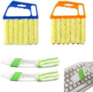 Blind Duster Set 4 Pack, 7 Finger Microfiber Cleaning Tools for Venetian Blinds, Shutters, AC Vents – Plastic & Arctic Velvet, Washable, Scratch Free