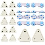 KitschKitsch® Baby Infant Child Proofing Safety Cabinet Cupboard Cabinet Lock and Socket Cover Combo 5A 15A (White) (Pack of 12 + 8 Blue Cabinet Locks)