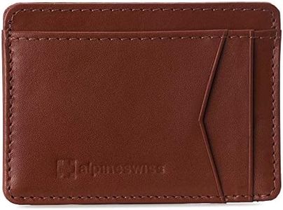 Alpine Swiss RFID Minimalist Oliver Front Pocket Wallet For Men Leather York Collection Smooth Finish Tan