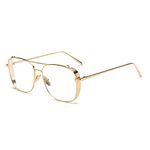 KACHAWOO Men Square Glasses Metal Frame Eyeglasses Women 2018 Fashion(gold with clear)