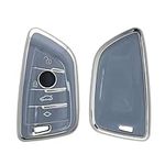 kwmobile Key Cover Compatible with BMW 3 Button Car Key Smart Key - Car Key Fob Case Protector - Blue/Silver