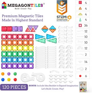 MEGAGONTILES Marble Run Set – 120-Piece Building Toy