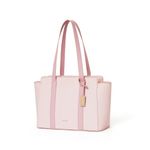 MOKOBARA The Sunflower Tote Bag for Women | Premium Vegan Leather Office & Daily Use Handbag | Fits 14 Inch Laptop | Water Resistant Shoulder Bag with Zip Closure | Lucky Charm | Pink